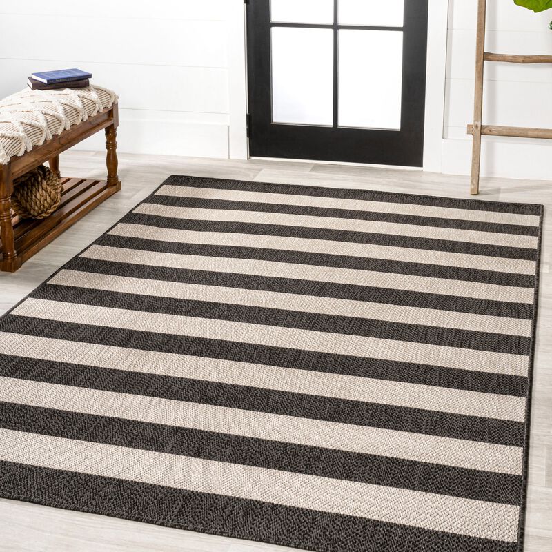 Negril Two Tone Wide Stripe Indoor/Outdoor Area Rug