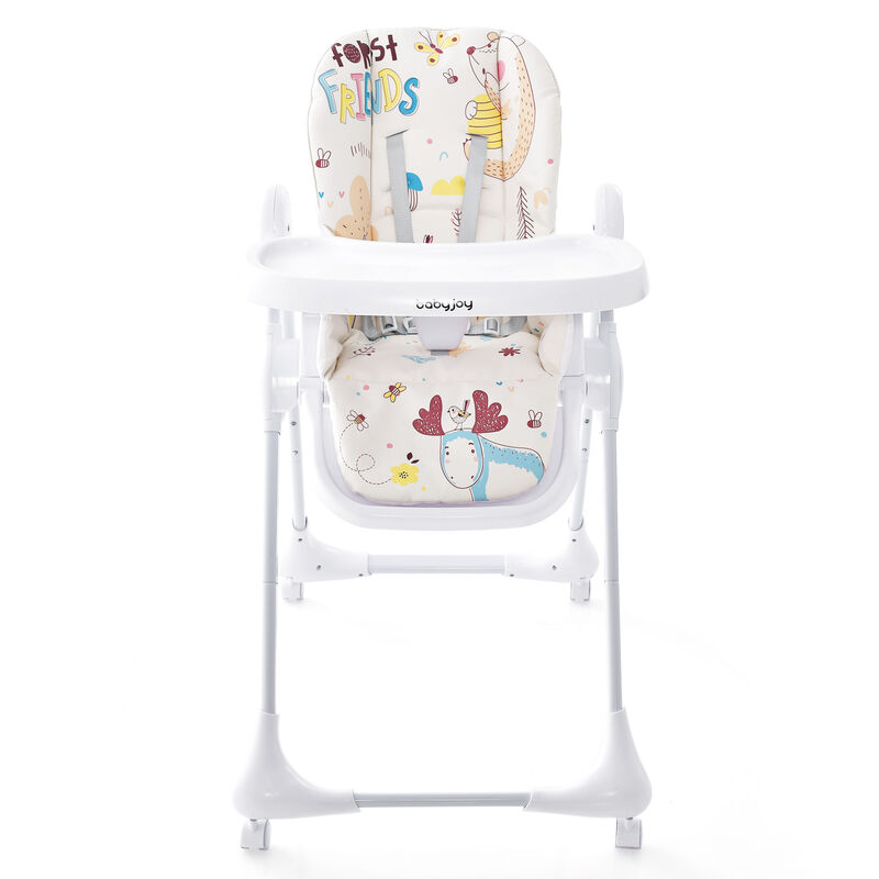 3-In-1 Convertible Highchair with Adjustable Height and 5-Point Safety Belt and Lockable Wheels