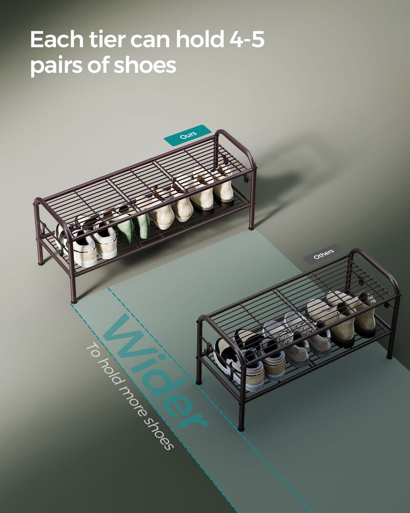 Wide 2-Tier Metal Shoe Rack