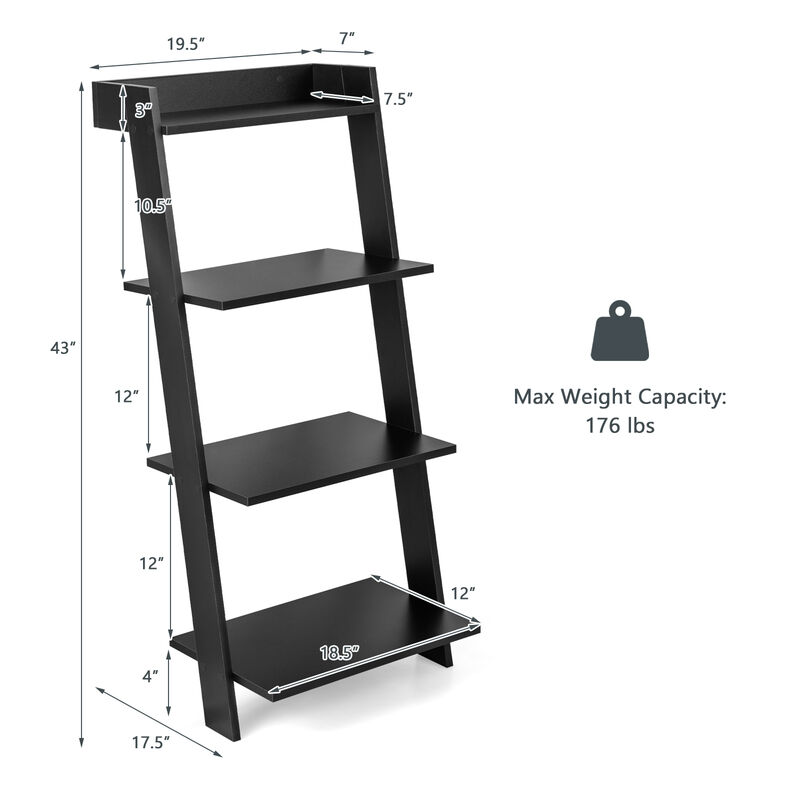 4-Tier Ladder Shelf with Solid Frame and Anti-toppling Device