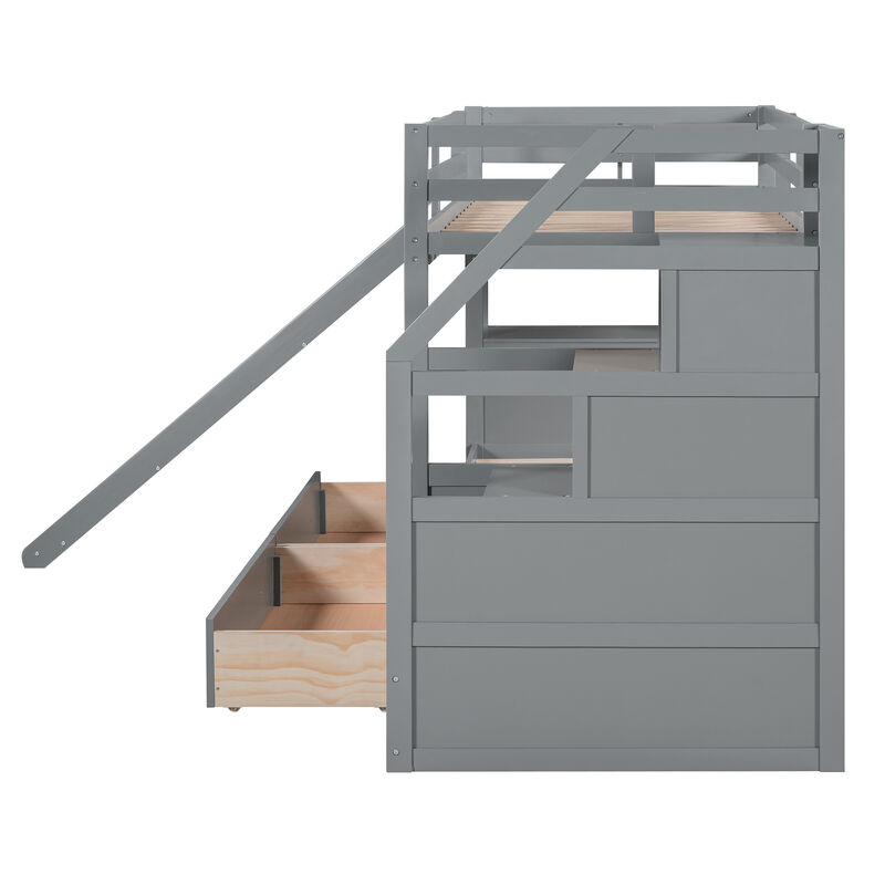 Merax Bunk Bed with Storage Staircase and Drawers