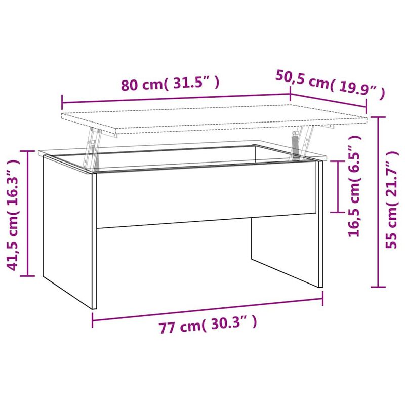 Coffee Table Black 31.5"x19.9"x16.3" Engineered Wood