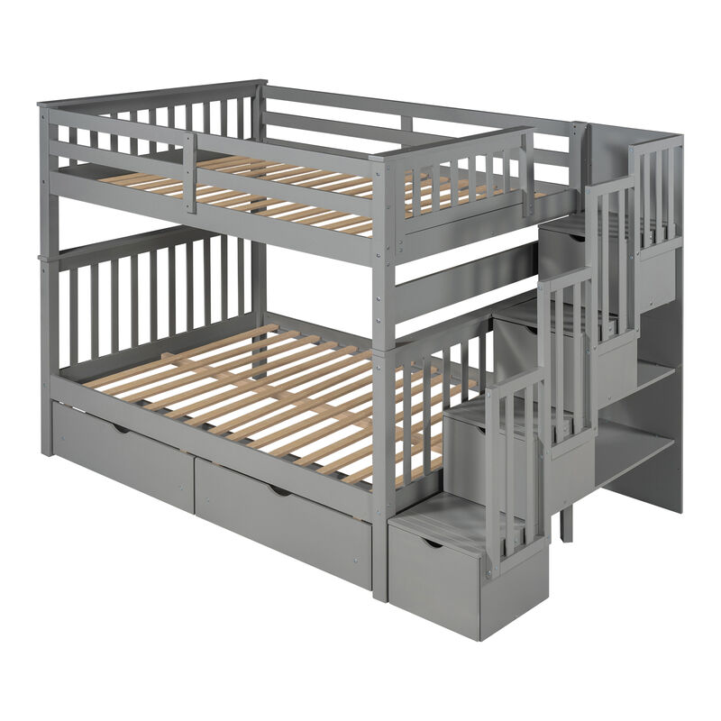 Merax Bunk Bed with Shelves and 6 Storage Drawers