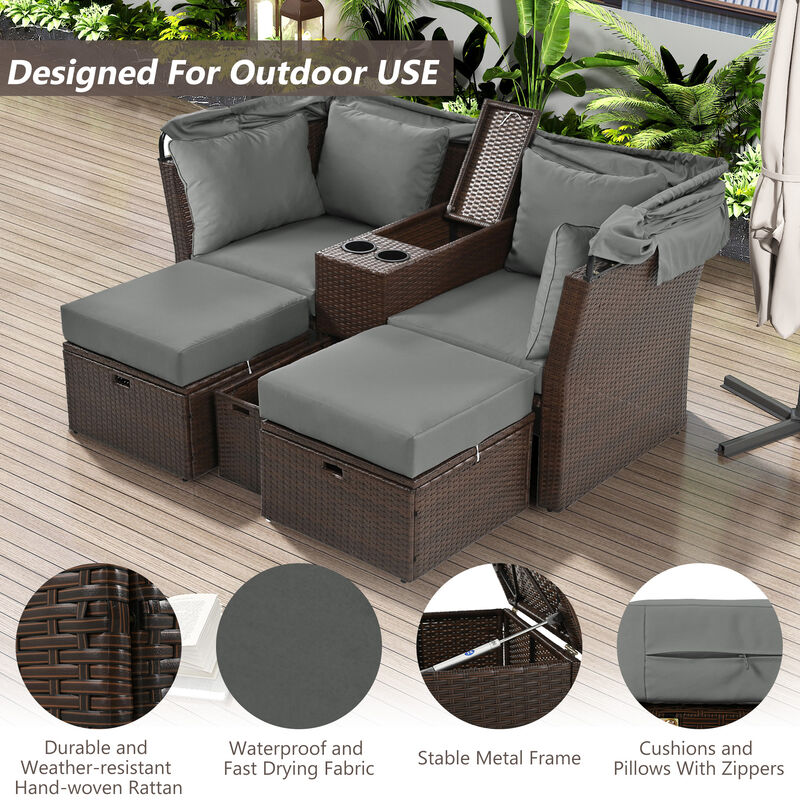 Merax Outdoor Double Daybed Loveseat Sofa Set