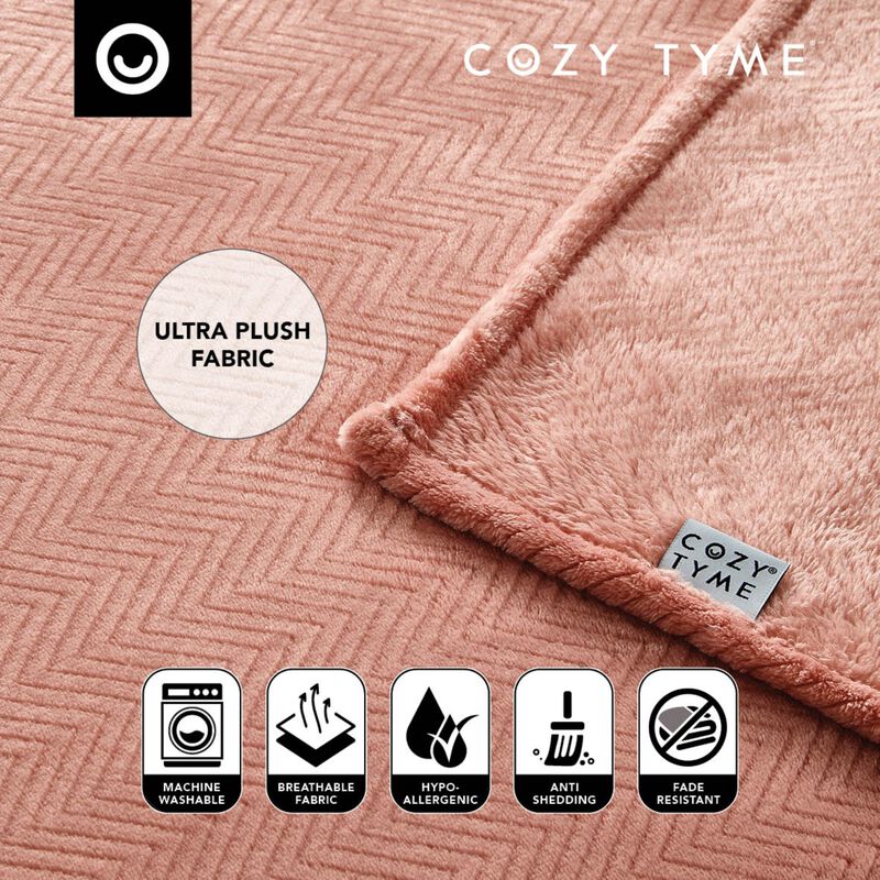 Cozy Tyme Baudin Chevron Flannel Reversible Jacquard Throw 60"x70".