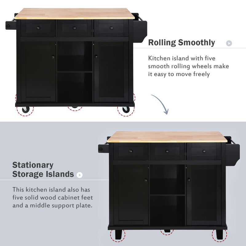 Merax Kitchen Cart on 5 Wheels with Storage Cabinet