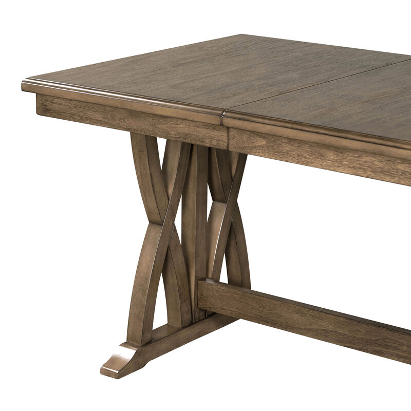 Merax Mid-Century Solid Wood 7-Piece Dining Table Set