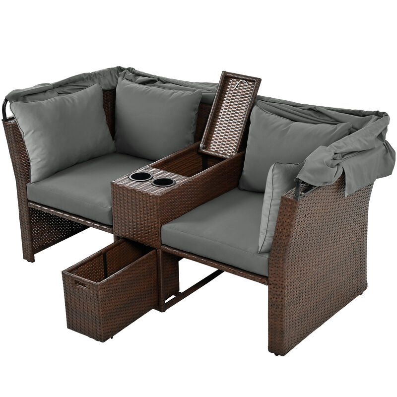 Merax Outdoor Double Daybed Loveseat Sofa Set