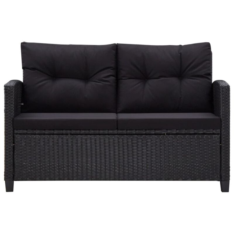 vidaXL 6 Piece Garden Sofa Set with Cushions Poly Rattan Black