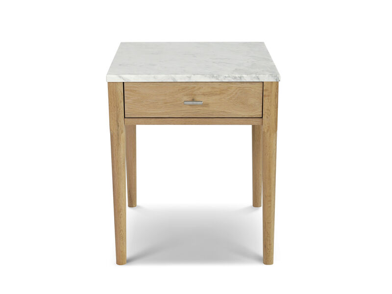 Alto 18" Square Italian Carrara White Marble Side Table with Legs