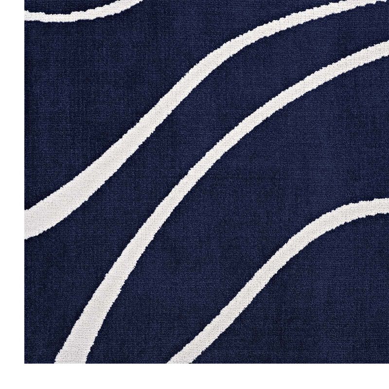 Therese Abstract Swirl 5x8 Area Rug - Navy and Ivory
