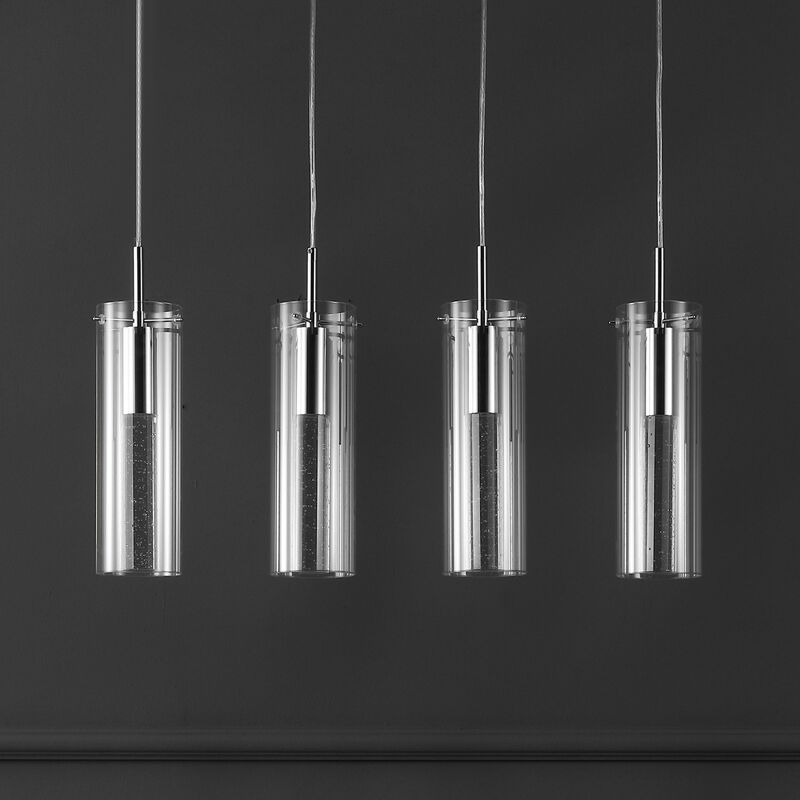 Mium 29.5" 4-Light Modern Style Iron/Crystal/Glass Integrated LED Linear Pendant, Chrome