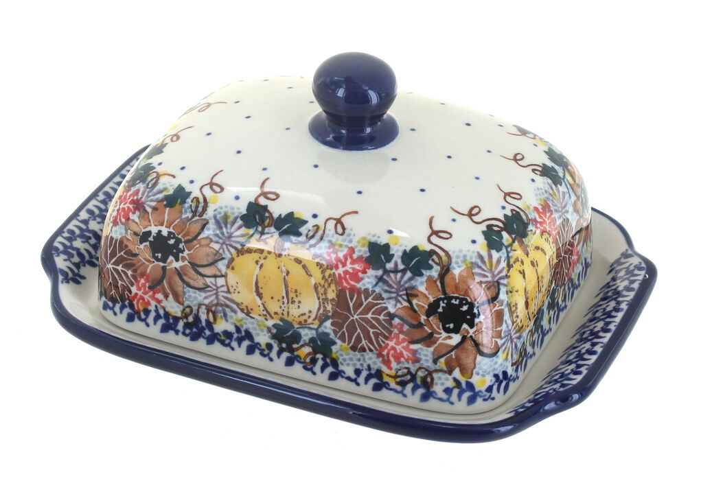 Blue Rose Polish Pottery Song of Spring Butter Dish