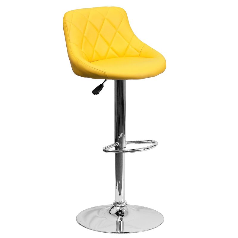 Flash Furniture Vinyl Adjustable Height Barstool, 1 Pack, Yellow