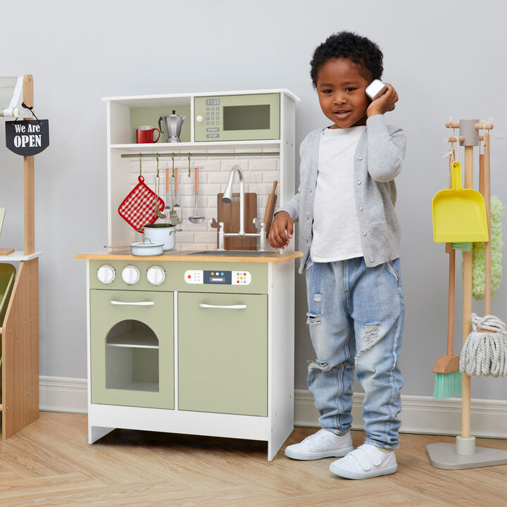 Teamson Kids - Little Chef Boston Modern Play Kitchen - Olive Green