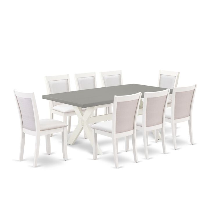 East West Furniture X097MZ001-9 9Pc Dining Set - Rectangular Table and 8 Parson Chairs - Multi-Color Color
