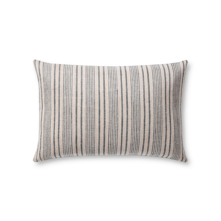 Elaine PMH0031 Beige/Navy 13''x21'' Down Pillow by Magnolia Home by Joanna Gaines x Loloi, Set of Two