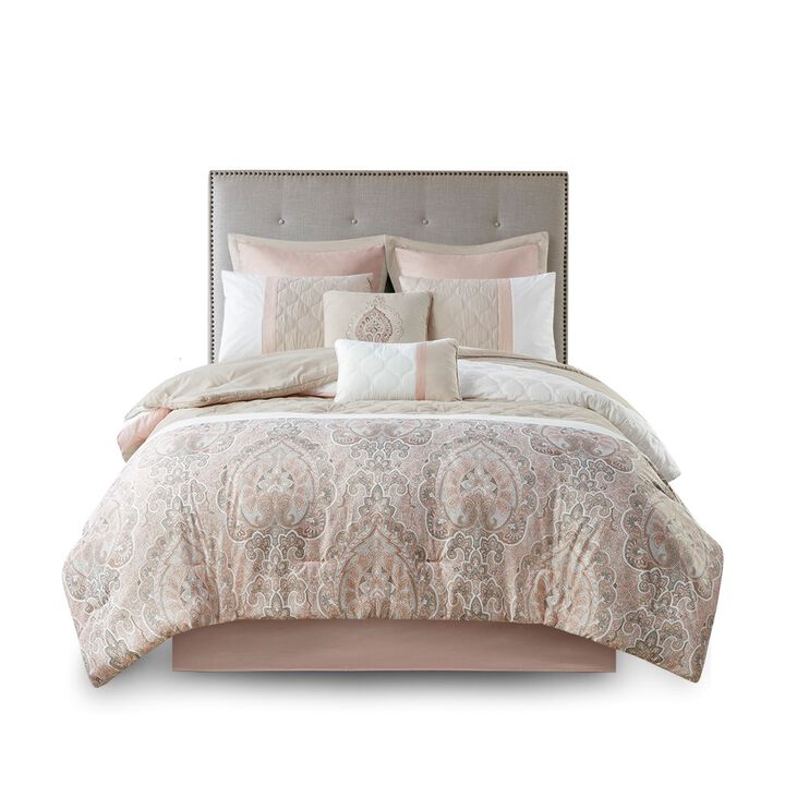 Gracie Mills Ronny 8-Piece Damask-Inspired Comforter Set