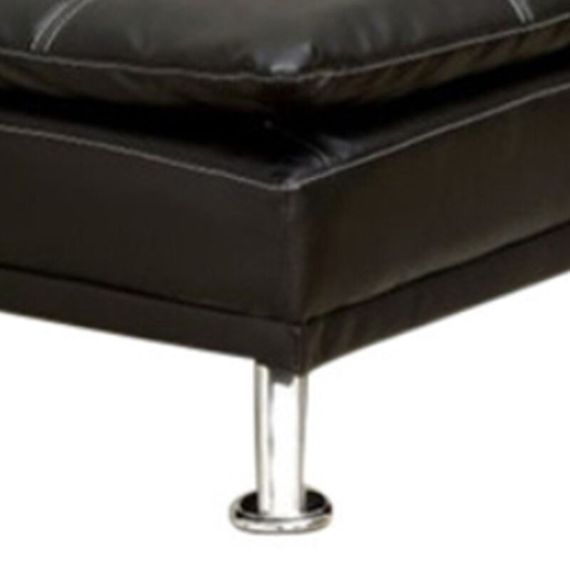 Modern Style Leatherette Chaise, Black-Benzara