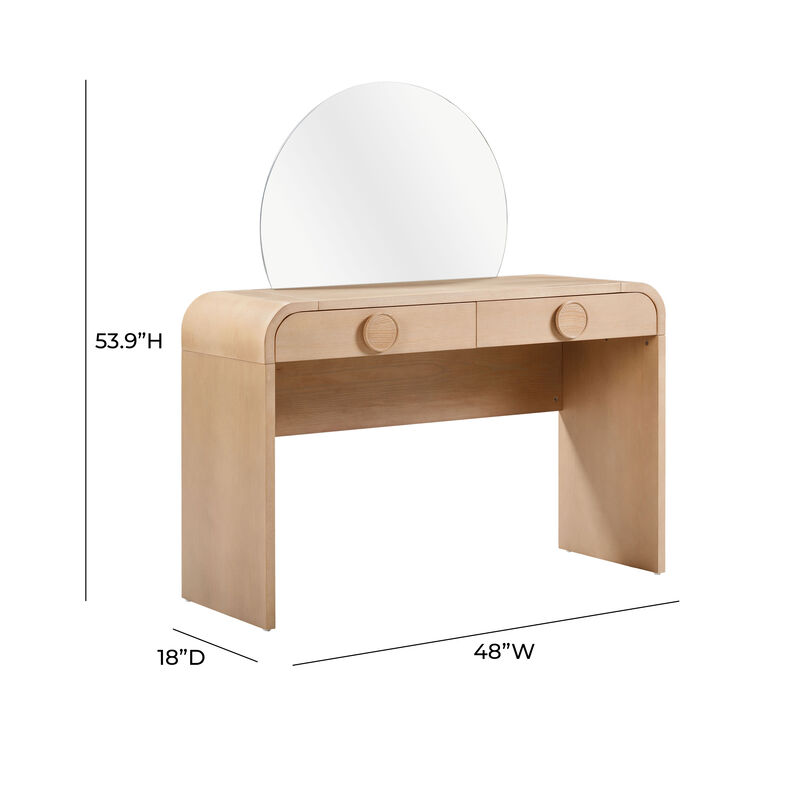 Moonrise Natural Ash 2-Drawer Vanity Desk