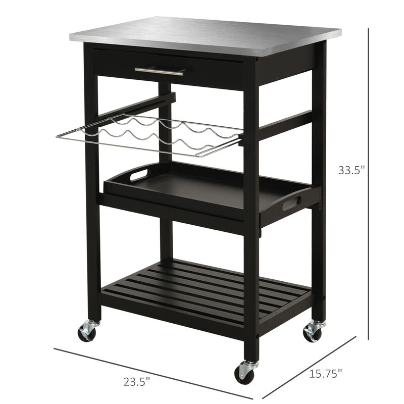 Room Essential Portable Stainless Steel Top Kitchen Cart w/ Storage Drawer