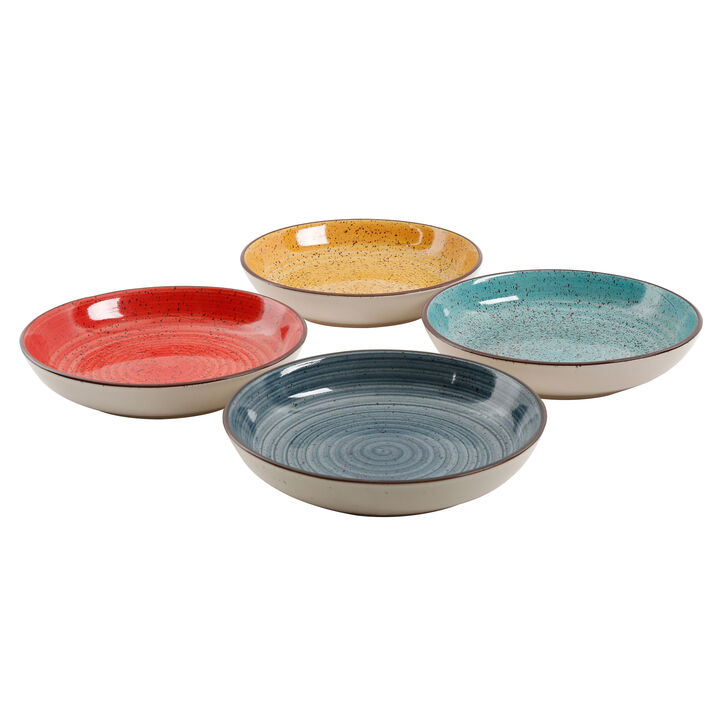 Gibson Home Color Speckle 4 Piece 10.75 Inch Stoneware Pasta Bowl Set