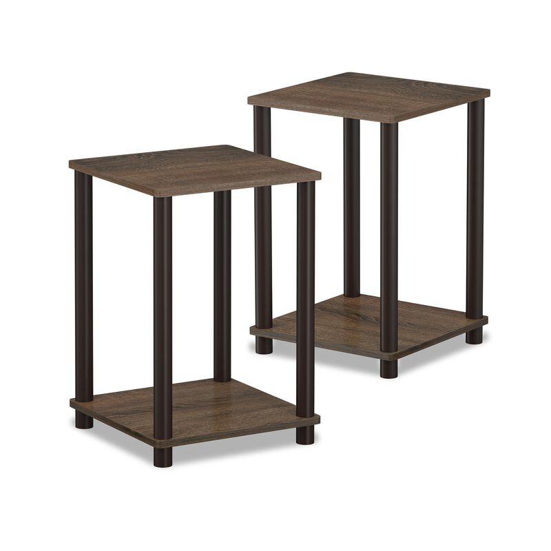 FURINNO Turn-N-Tube Haydn 2-Pack End Table, Walnut/Brown