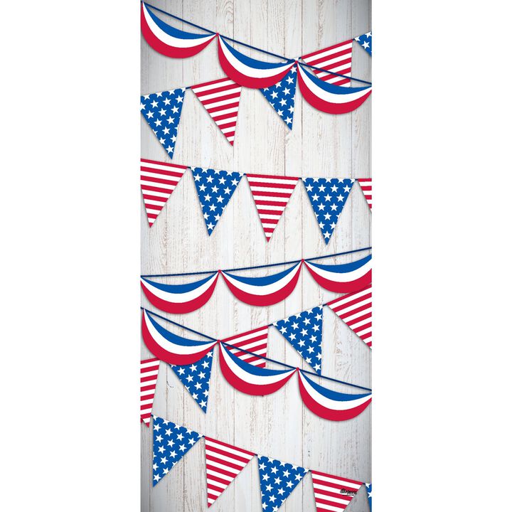 80" x 36" Red and Blue Outdoor Patriotic Pennants Front Door Banner