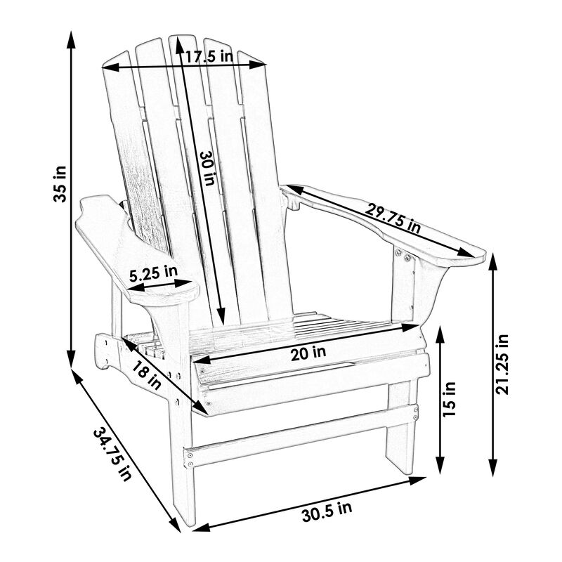 Sunnydaze Coastal Bliss Fir Wood Adirondack Chair