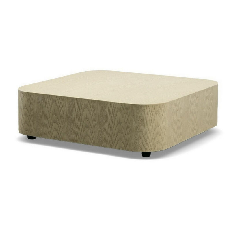 Cid Macy 36 Inch Low Coffee Table, Square Modern Style, Beige Brown Finish - Benzara
