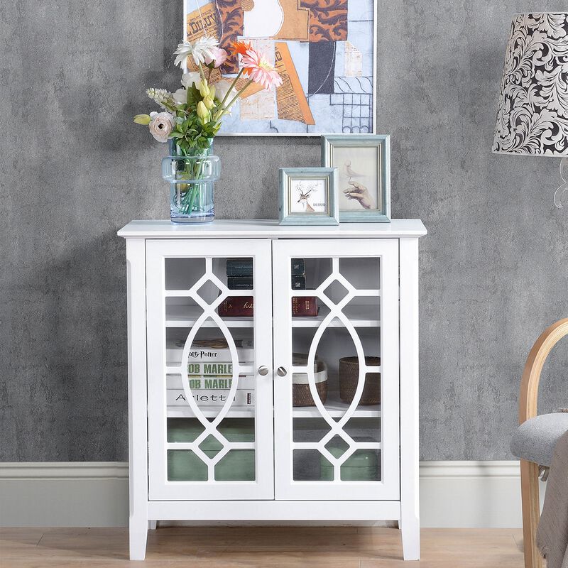 White Kitchen Display: Sideboard Cabinet with Glass Doors