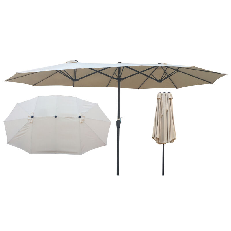 15x9FT Double-Sided Patio Umbrella Outdoor Market Table Garden Extra Large Waterproof