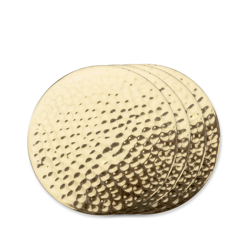 Hammered Brass Coasters Set of 4