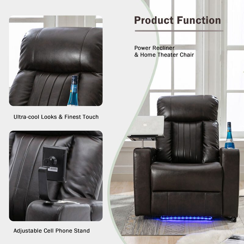 Merax Power Recliner with Storage Arms Swivel Chair