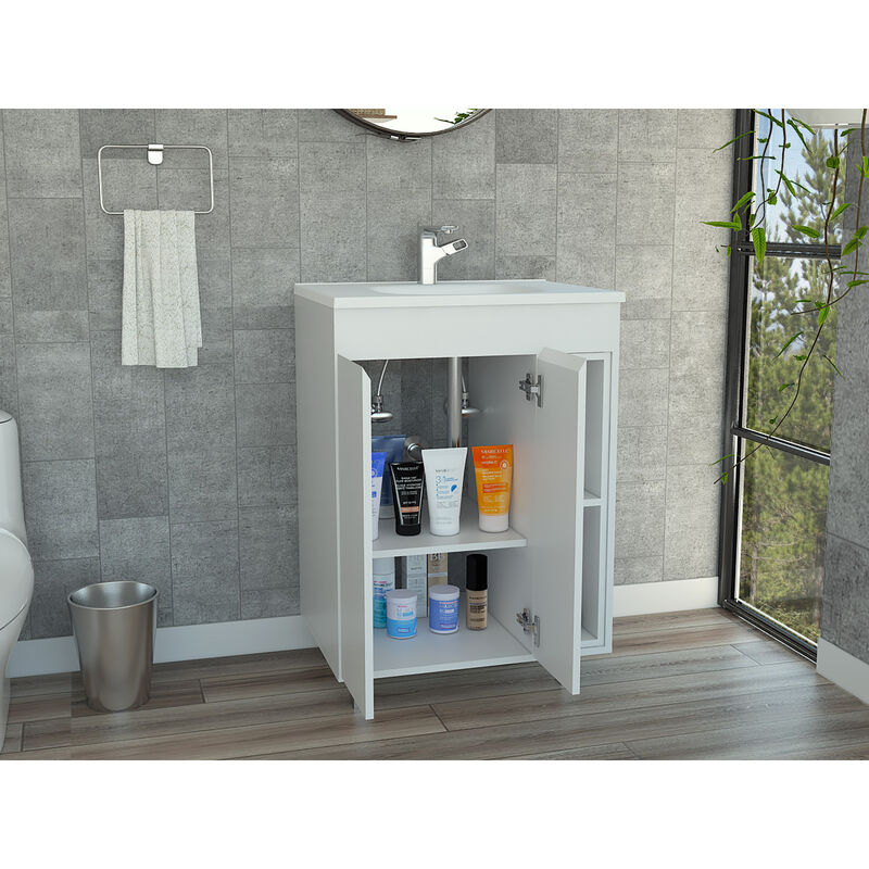 Malden 2-Shelf Rectangle Freestanding Vanity Cabinet White