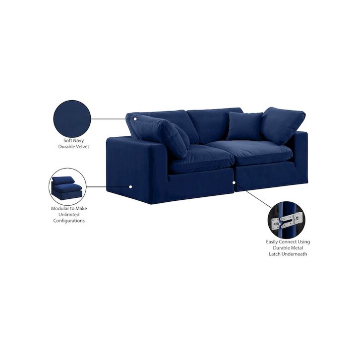 Meridian Furniture Comfy Navy Velvet Modular Sofa