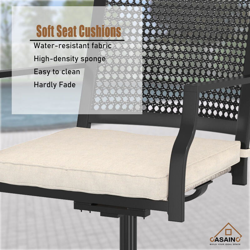 2 Textilene Fabric Iron Frame Swivel Dining Chairs