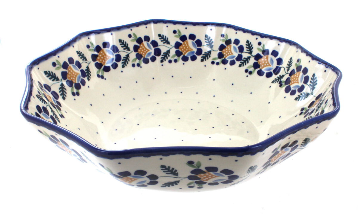 Blue Rose Polish Pottery Sunshine Grotto Large Decagonal Bowl