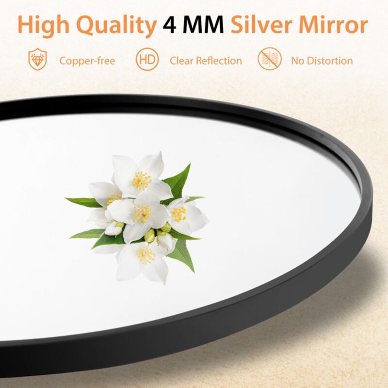 Hivvago 24" Black Circle Bathroom Mirror with Explosion-proof Film