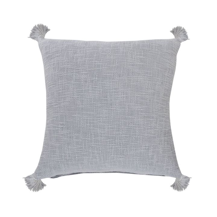 20" Gray Solid Hand Woven Square Throw Pillow
