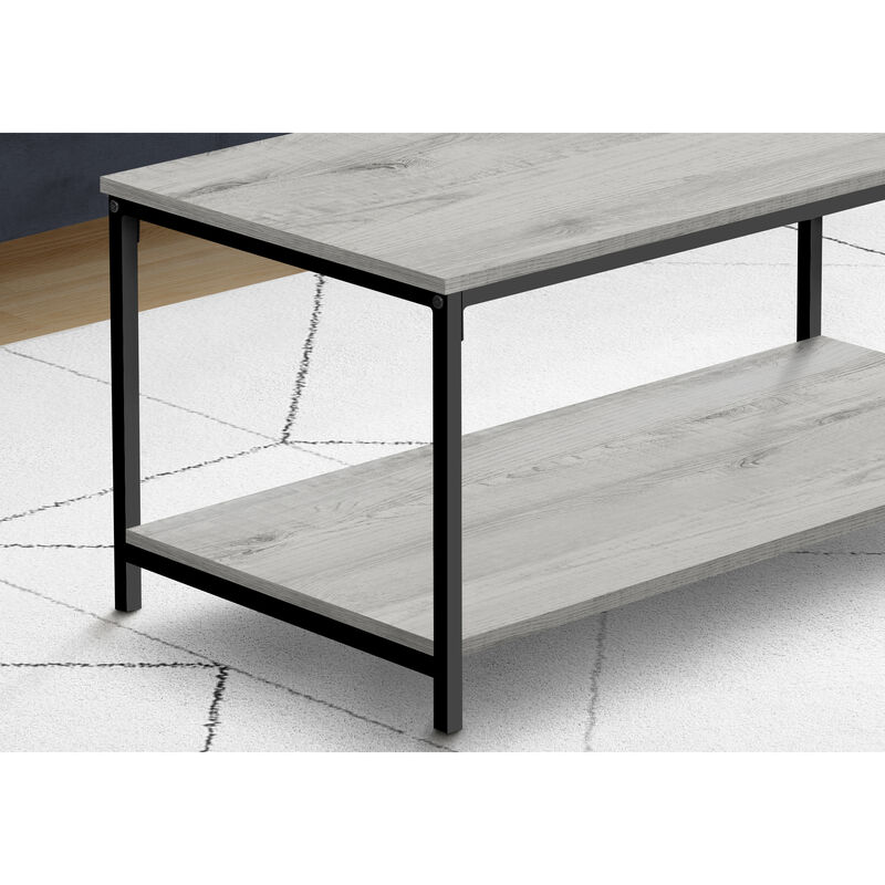 Monarch Specialties I 3801 Coffee Table, Accent, Cocktail, Rectangular, Living Room, 40"L, Metal, Laminate, Grey, Black, Contemporary, Modern