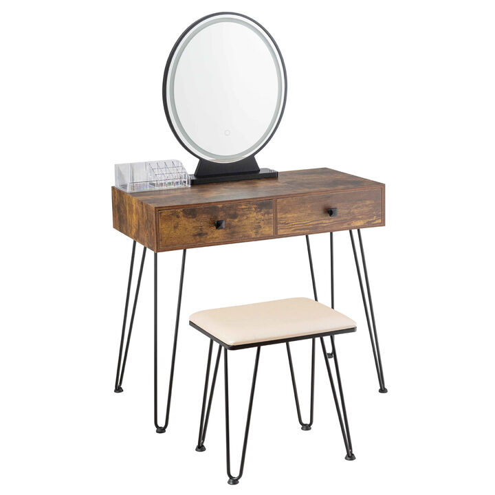 Industrial Makeup Dressing Table with 3 Lighting Modes