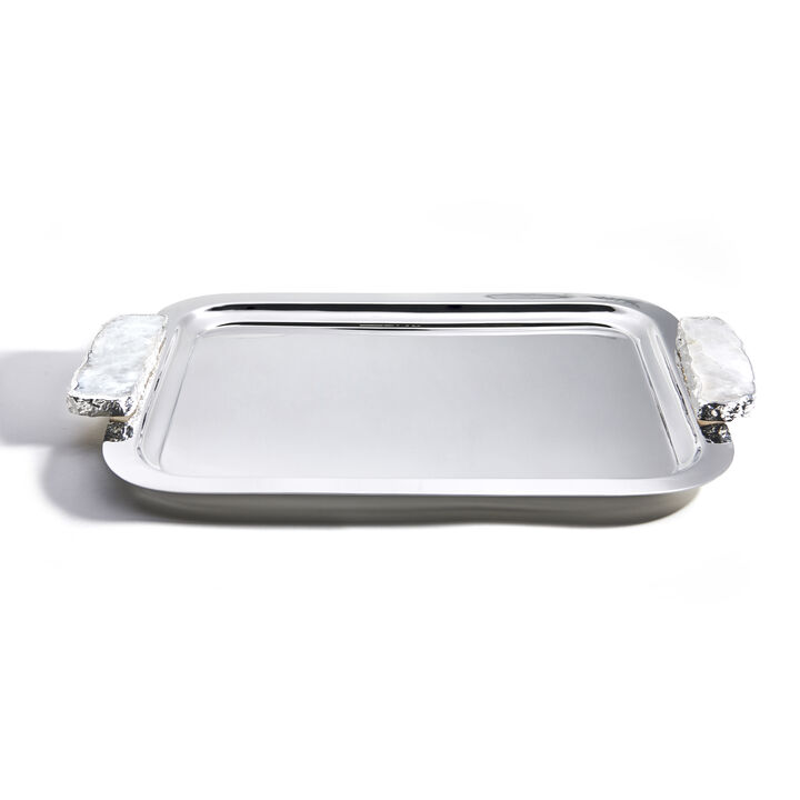 Hospitality Tray, Crystal & Silver