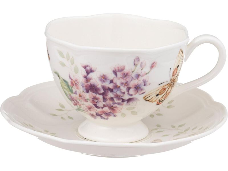 Lenox Butterfly Meadow Orange Sulphur 8-Ounce Cup and Saucer Set