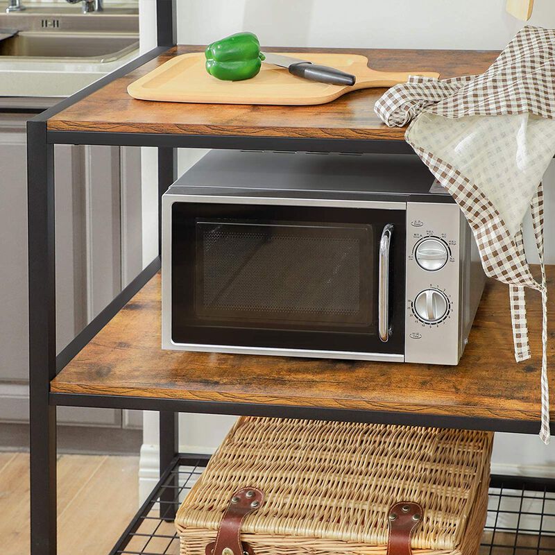 Kitchen Bakers Rack Cupboard with 10 Hooks and 3 Shelves