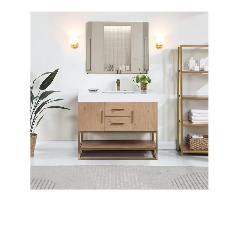 Altair 42 Single Bathroom Vanity in Light Brown awith Mirror