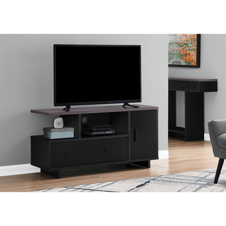 Monarch Specialties I 2801 Tv Stand, 48 Inch, Console, Media Entertainment Center, Storage Cabinet, Drawers, Living Room, Bedroom, Laminate, Black, Grey, Contemporary, Modern