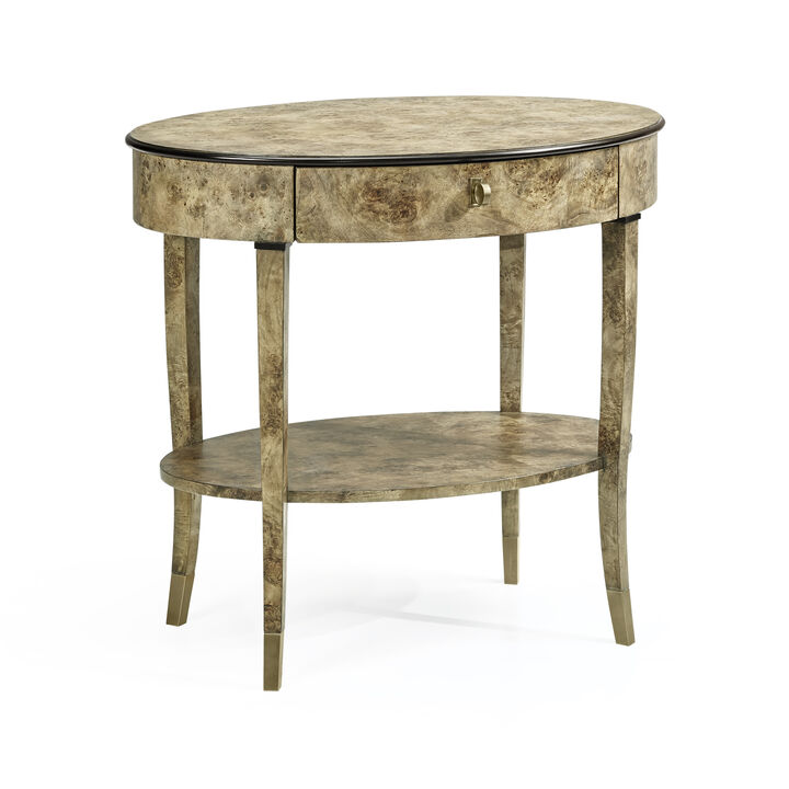 Hamilton Oval Burr Bedside Table