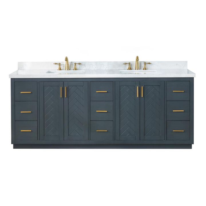 Altair 84 Double Bathroom Vanity Set in Classic Blue without Mirror