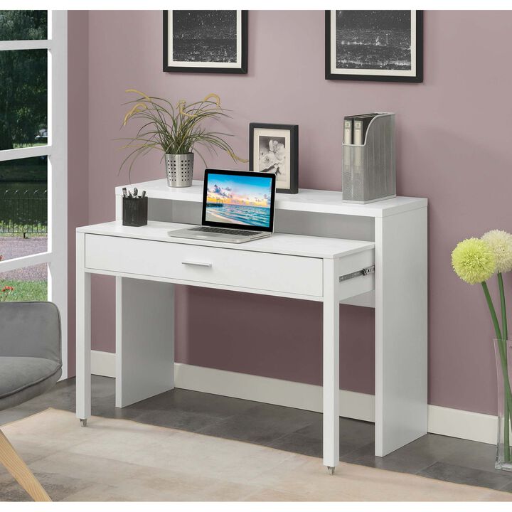 Convenience Concepts Newport JB Console/Sliding Desk with Drawer and Riser